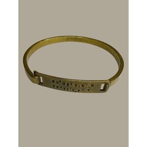 Stone Cooper Brass Bangle Bracelet Lattitude and Longitude